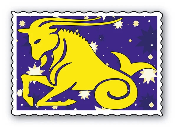 Timbre Avec Zodiaque Chèvre Cornes — Image vectorielle