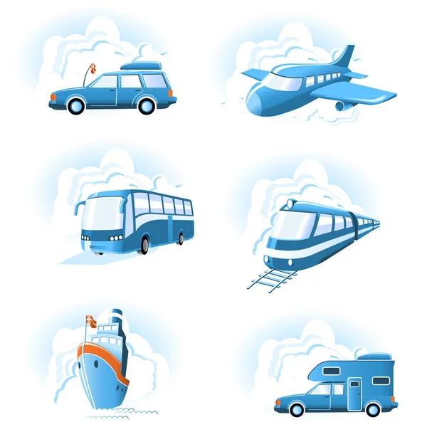 Transport Reizen Pictogrammen Afbeelding Kleur Illustratie — Stockvector