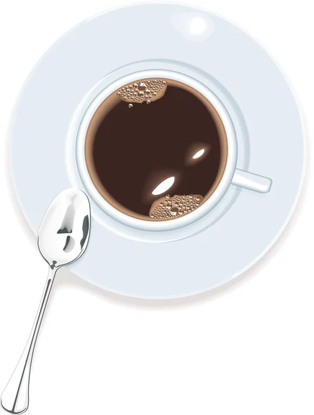 Vector Image Cup Coffee Bubbles Spoon — Stock Vector