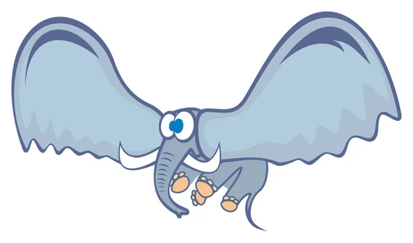 Illustration Elephant Flying Surprised — Stock Vector