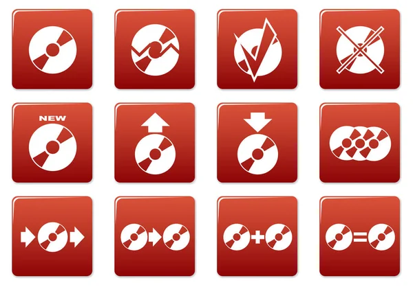 Gadget Čtvercové Ikony Nastaveny Červená Bílá Paleta Vektorová Ilustrace — Stockový vektor