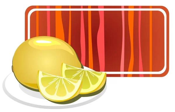 白を基調としたスタイルのレモンとストライプのフレーム — ストックベクタ