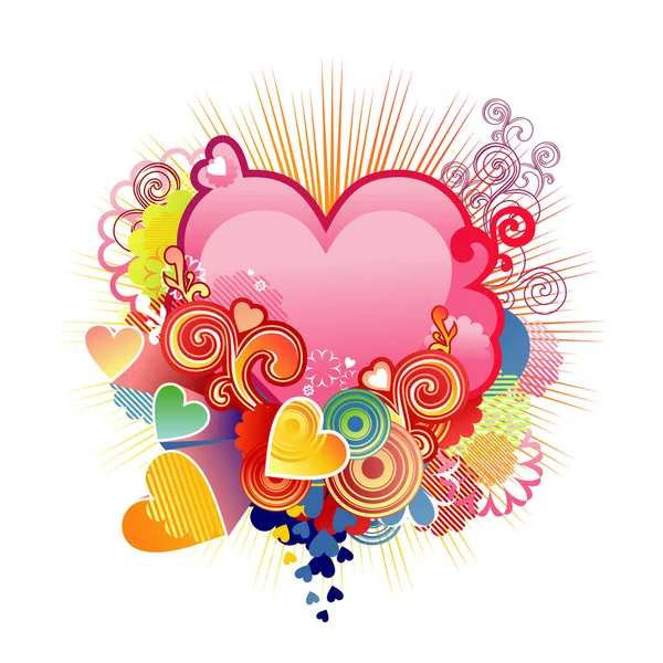 Aşk Kalp Sevgililer Günü Veya Düğün Vektör Çizimi — Stok Vektör