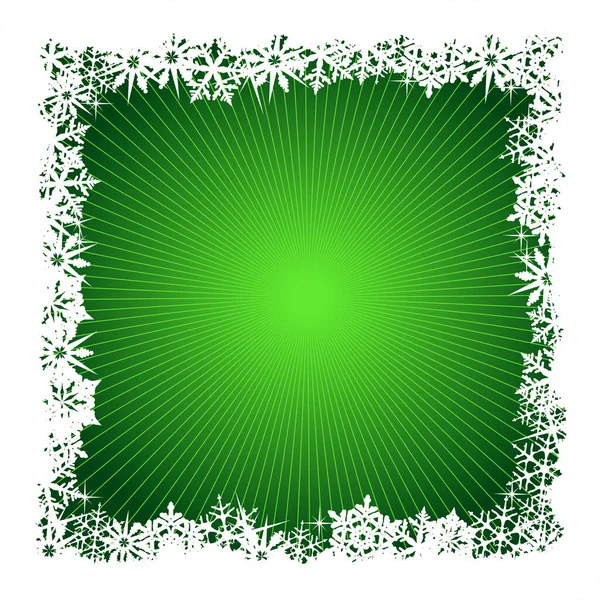 瘦弱的圣诞 冬天的雪花背景 绿白相间 使用全球色彩 雪花单个物体 — 图库矢量图片
