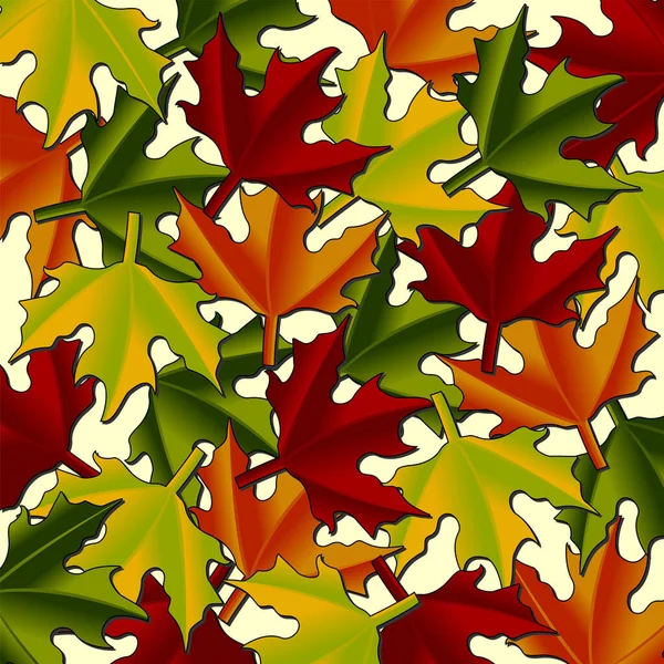 Maple Μοτίβο Φύλλα Όλο Χρόνο Ματιά — Διανυσματικό Αρχείο