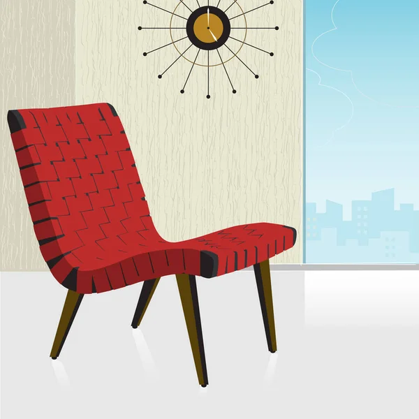 Şık Bir Arka Plana Sahip Klasik Retro Kırmızı Sandalye Kolay — Stok Vektör