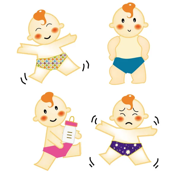 Uma Série Ação Bebê Expressão Vetor Ilustração — Vetor de Stock