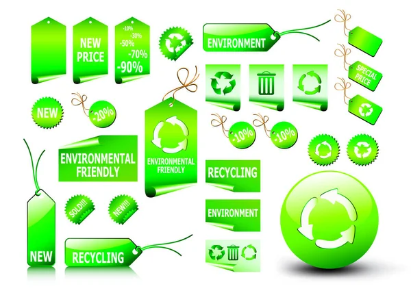 Σύνολο Οικολογικών Διανυσματικών Ετικετών Περιβάλλοντος — Διανυσματικό Αρχείο