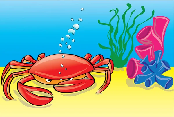 Illustration Une Image Crabe Rouge Illustration Couleur — Image vectorielle