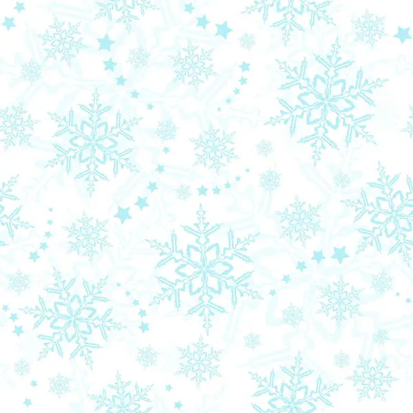 ライトブルーの雪の結晶 シームレスにタイル冬のパターン — ストックベクタ