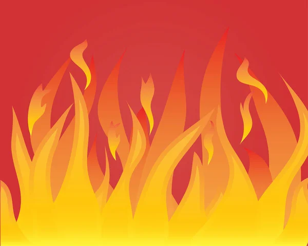 赤い背景に炎のベクトルイラスト体 — ストックベクタ