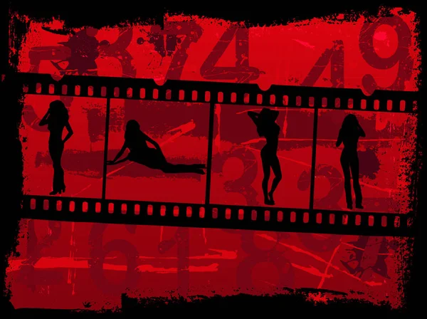 Grunge Hintergrund Mit Einem Filmstreifen Von Mädchen — Stockvektor