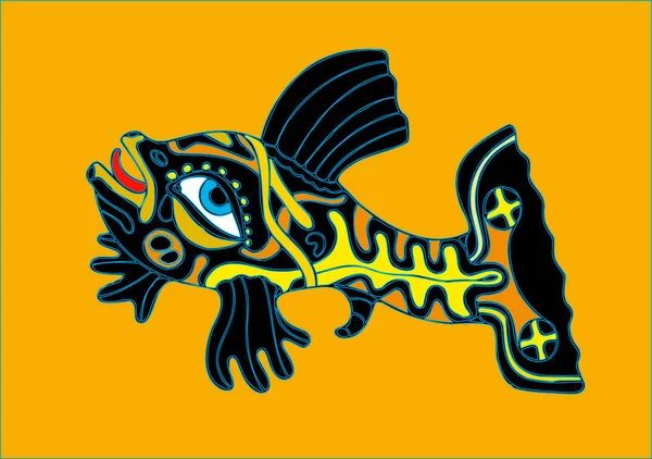 Pesce Astratto Nero Giallo Immagine Vettoriale Questa Immagine Illustrazione Vettoriale — Vettoriale Stock