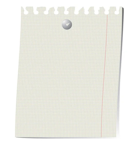 Papír Notebook Nyomógomb Fehér Háttér — Stock Vector