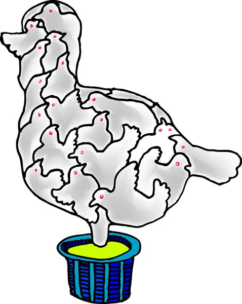 Illustrazione Vettoriale Una Pianta Vaso Forma Uccello Combinato Gruppo Uccelli — Vettoriale Stock