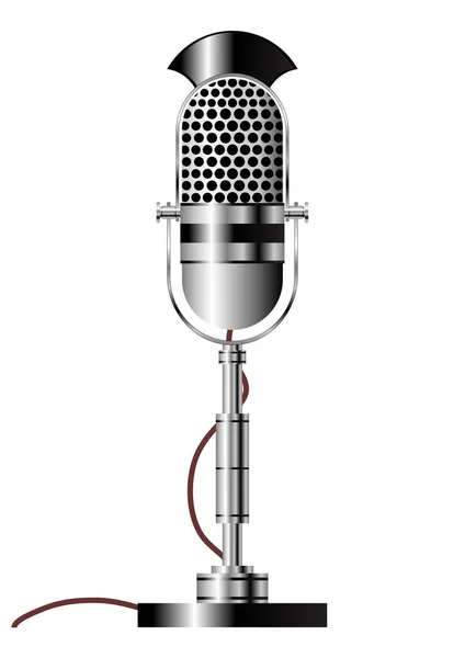 Microphone Radio Vintage Isolé Sur Fond Blanc — Image vectorielle