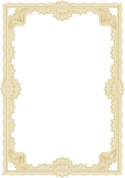 Classic Guilloche Border Diploma Certificate Layers Separated — Stock Vector