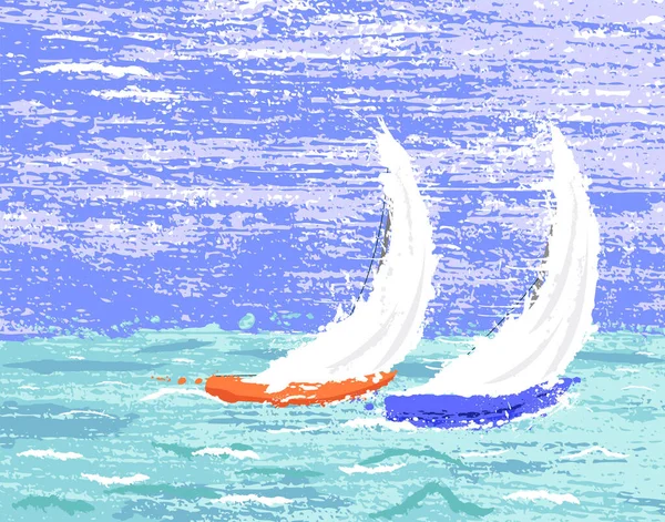 Векторна Ілюстрація Двох Гоночних Яхт Гранж — стоковий вектор