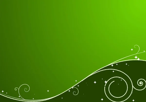 Zelené Vánoční Pozadí Složení Zakřivených Čar Sněhových Vloček Skvělé Pro — Stockový vektor