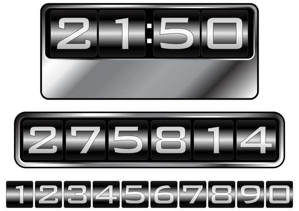 Conjunto Números Que Simulam Contadores Painel Relógios Preços Etiquetas —  Vetores de Stock