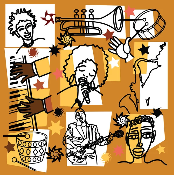 Vectorial Poster Collage Compositie Voor Jazz Illustratie Thema — Stockvector