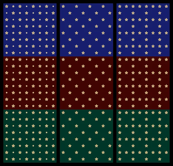 Estrellas Doradas Rojo Oscuro Verde Azul Patrón Que Azulejo Sin — Archivo Imágenes Vectoriales