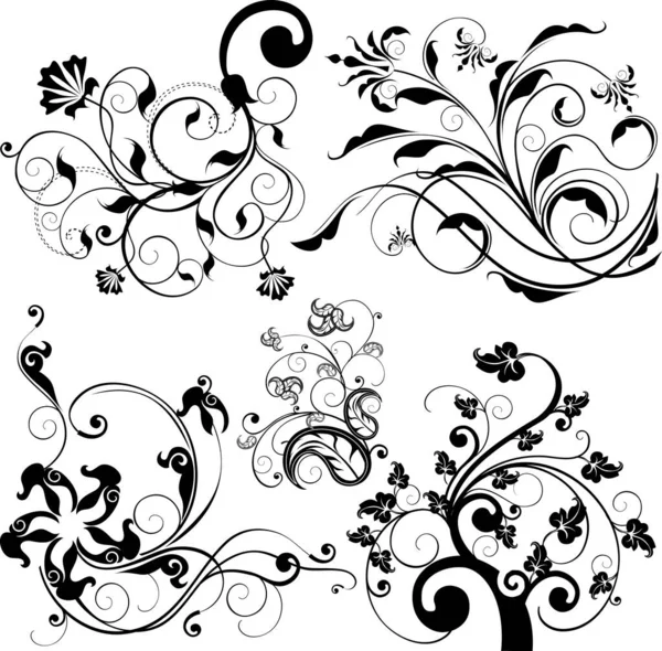 Květinový Design Prvky Obraz Barevné Ilustrace — Stockový vektor