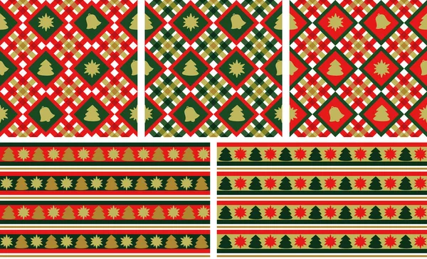 Vánoční Bezešvé Pozadí Set Tapety Nebo Balicí Papír Nebo Pozadí — Stockový vektor