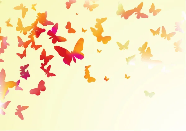 Векторная Иллюстрация Многих Красочных Бабочек Разных Форм Летающих Вокруг — стоковый вектор