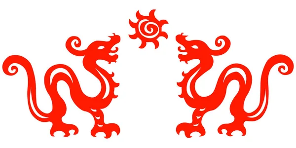 Corte Papel Tradicional Dragão Quinto Zodíaco Chinês — Vetor de Stock