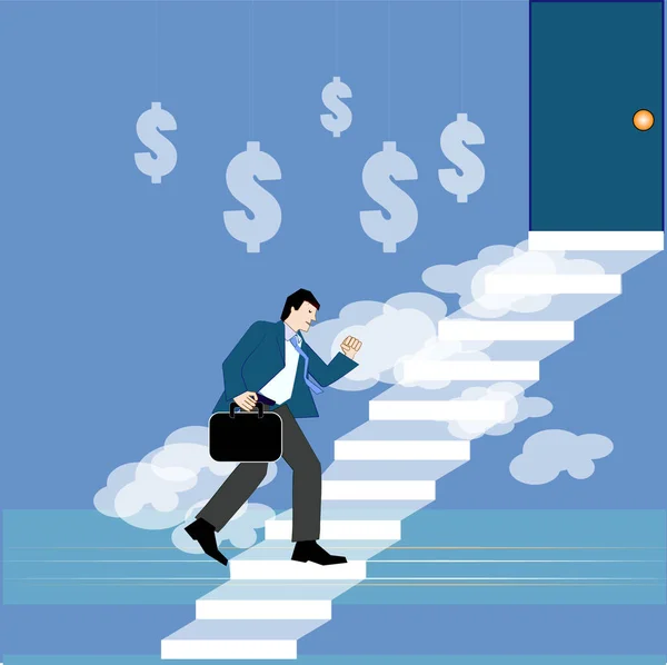 Successful Businessman Going Stairs — Stock Vector