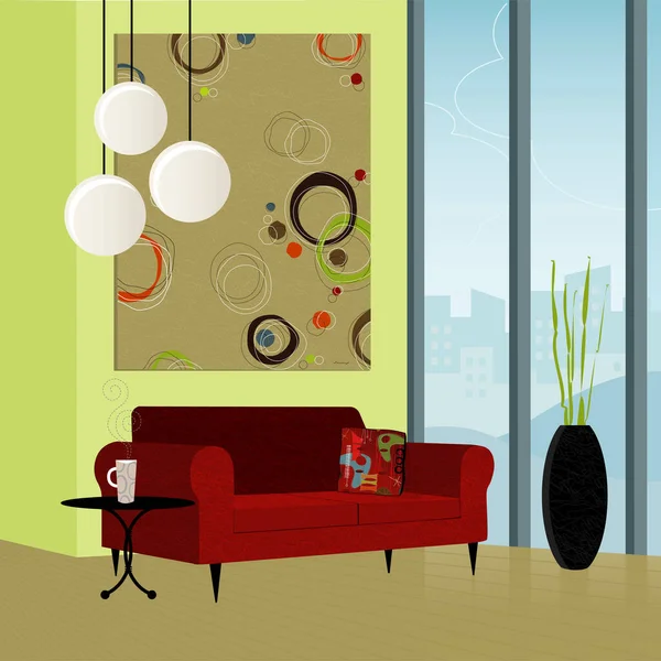 Modern Oturma Odası Renkli Stil Sahibi Her Öge Gruplandırılır Böylece — Stok Vektör