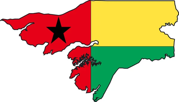 Ilustracja Wektor Mapy Flagi Gwinei Bissau — Wektor stockowy