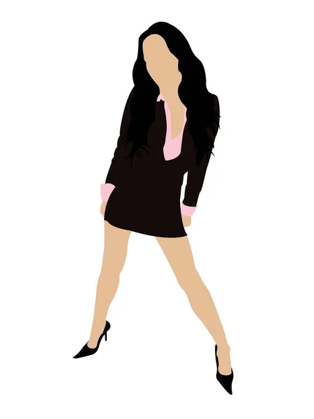 Femme Mode Sur Fond Isolé — Image vectorielle