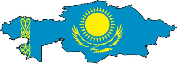 Illustration Vektor Karta Och Flagga Från Kazakstan — Stock vektor