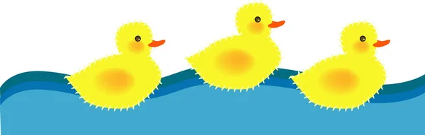 Vektor Ilustrasi Untuk Tiga Bebek Adalah Berenang Gerakan Menyenangkan Dan - Stok Vektor
