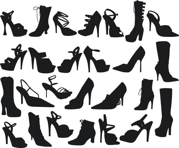 Ilustração Sexy Shoes Silouettes Vetor — Vetor de Stock