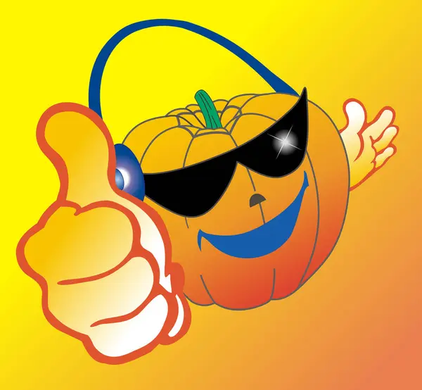 Smile Pumpkin Sunglasses Headphone — Stock Vector