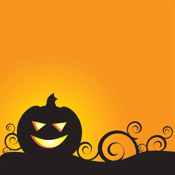Ein Leuchtender Hintergrund Für Halloween Mit Einer Grinsenden Jack Laterne — Stockvektor