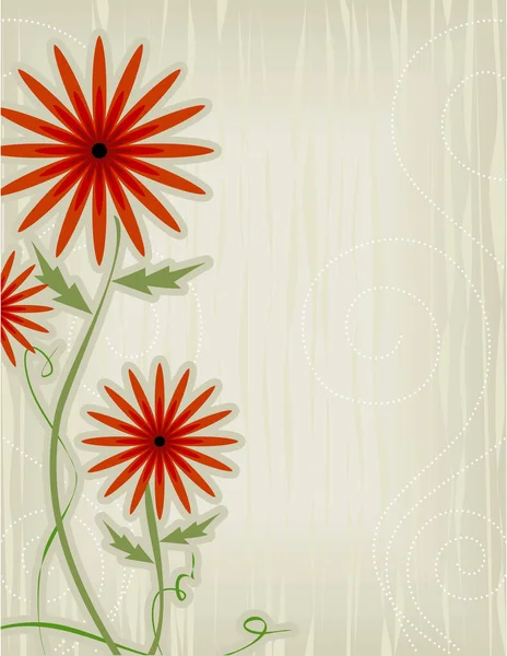 Whimsical Floral Motif Red Flowers Vine Layed File — стоковый вектор