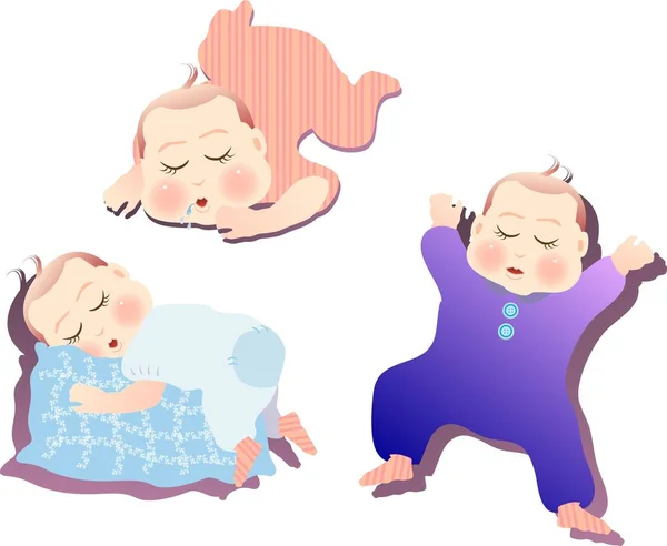 Ilustração Vetorial Para Conjunto Bebê Adormecido — Vetor de Stock