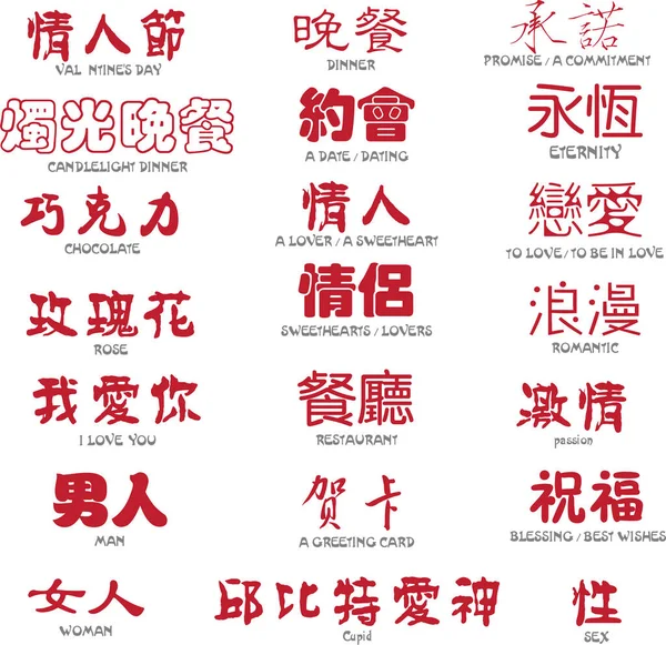 Κινεζική Καλλιτεχνική Γραφή Αγγλική Μετάφραση Διάνυσμα — Διανυσματικό Αρχείο