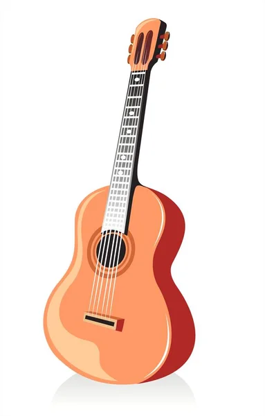 Guitarra Ornamentada Com Sombra Isolada Sobre Fundo Branco —  Vetores de Stock