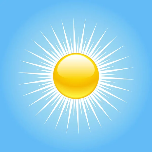 Ilustración Vectorial Sol Amarillo Brillante Rayos Cielo Azul Brillante — Archivo Imágenes Vectoriales