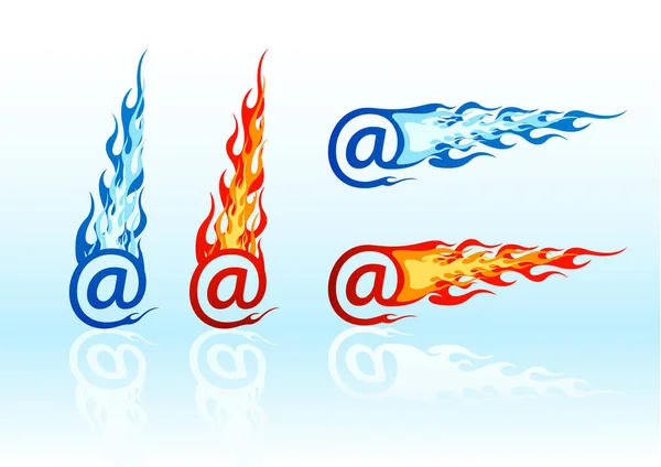 Set Vector Colored Fire Mails — Stock Vector