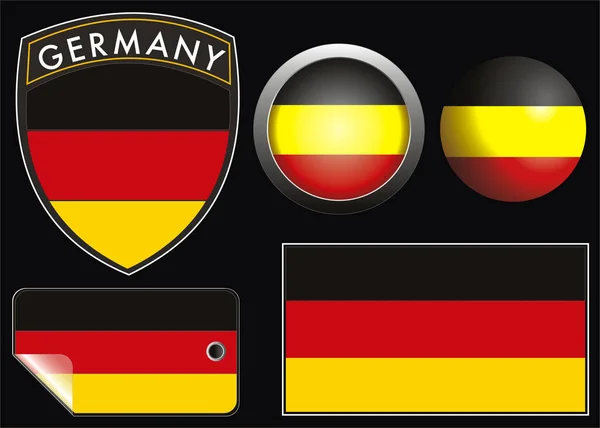 Alemania Bandera Cresta Con Botón Web Etiqueta — Archivo Imágenes Vectoriales
