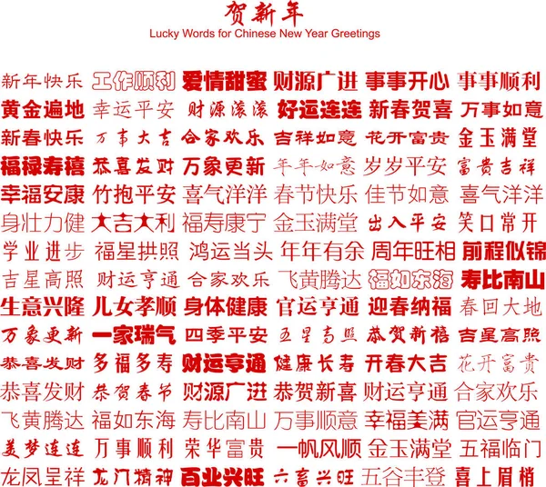 Лота Удачных Слов Поздравлений Китайским Новым Годом Вектор — стоковый вектор