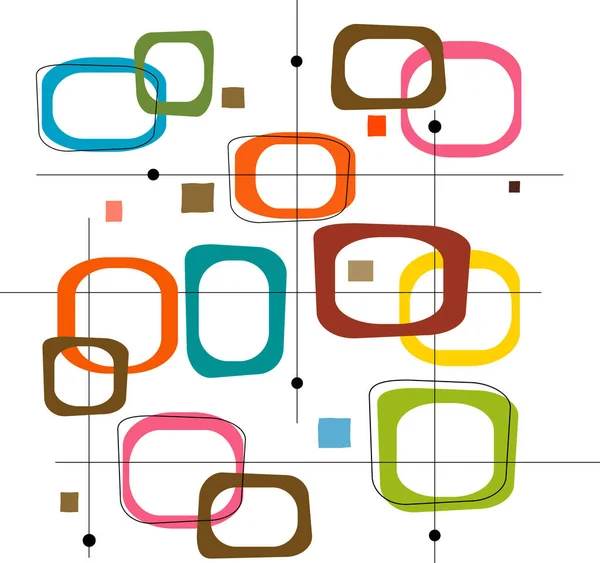 Rtro Colorful Squares Vector 삽화의 스타일 역으로 보이는 사각형 편집되는 — 스톡 벡터