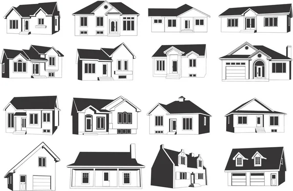 收集不同房屋的平滑矢量Eps图解 — 图库矢量图片