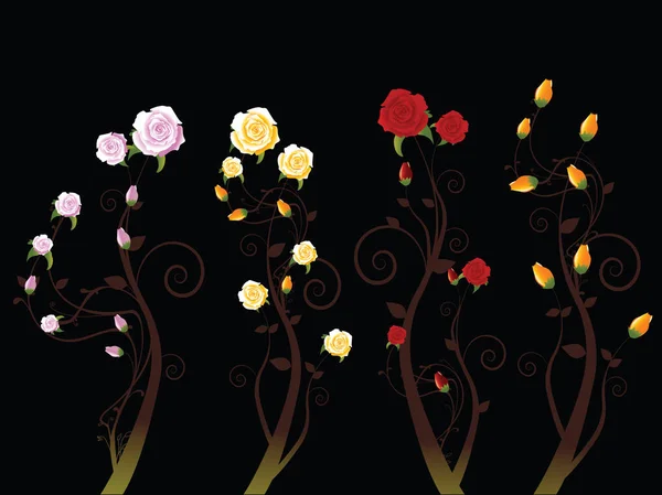 Απεικόνιση Των Τριαντάφυλλων Στο Αμπέλι — Διανυσματικό Αρχείο